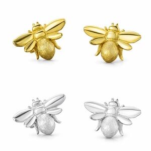 Artisan Made Textured Dainty Bee Earrings